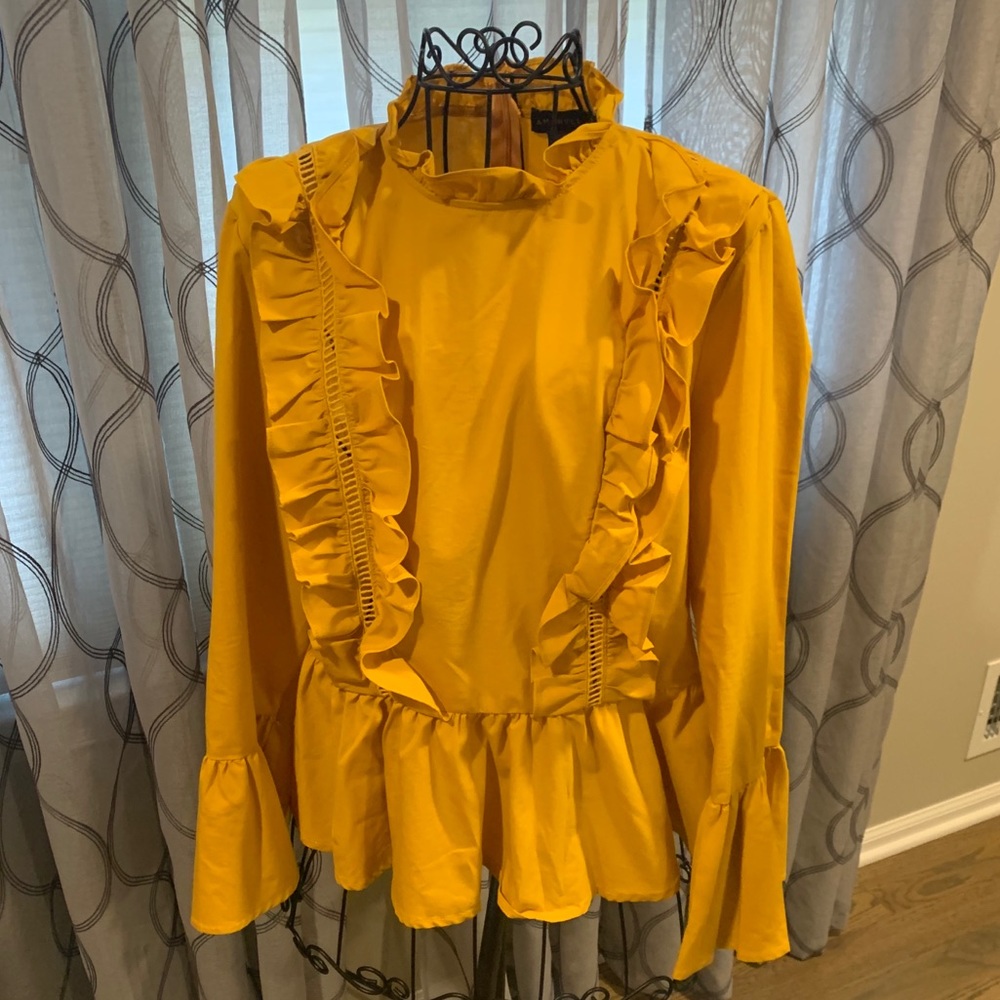 Mustard Ruffle Blouse